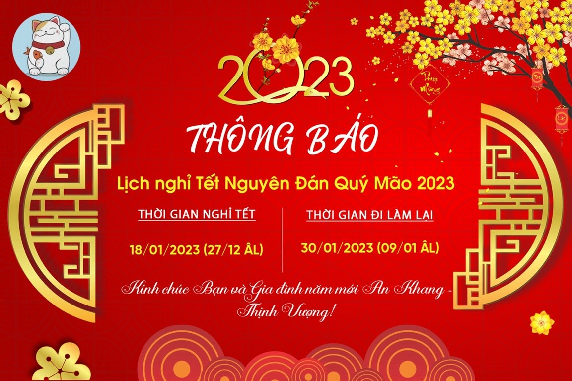 Thông báo lịch nghỉ Tết Nguyên Đán - Xuân Quý Mão 2023